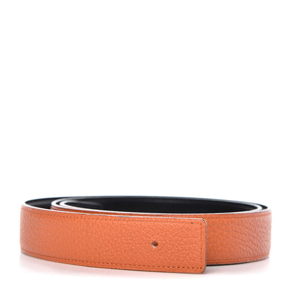 Hermes Box Togo 32mm Belt Strap 100 Black Orange 1 of 8