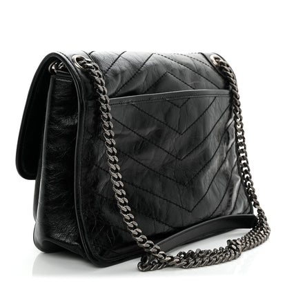 Saint Laurent Crinkled Calfskin Matelasse Monogram Medium Niki Chain Satchel Black 3 of 10