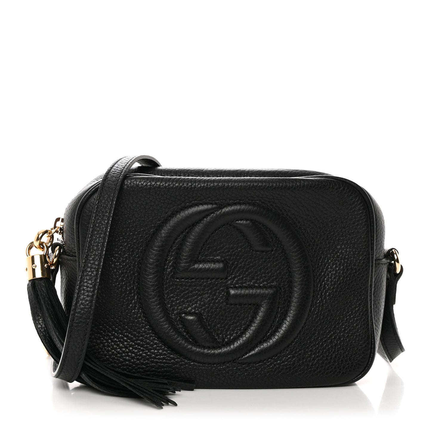 Pebbled Calfskin Small Soho Disco Bag Black