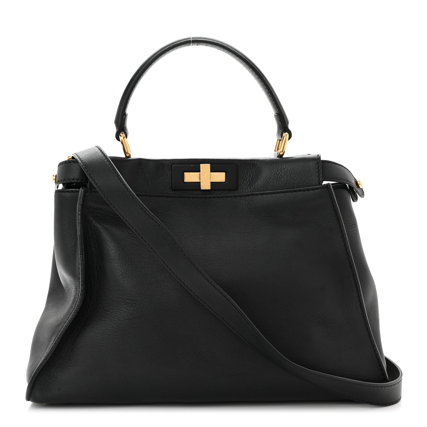 Vitello Seta Shiny Nappa Medium Peekaboo Iconic Satchel Black