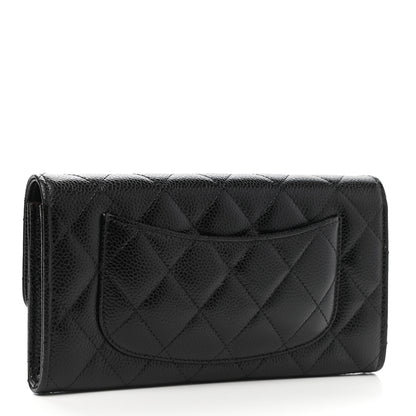 Chanel Caviar Quilted Large Gusset Flap Wallet Black 3 of 9