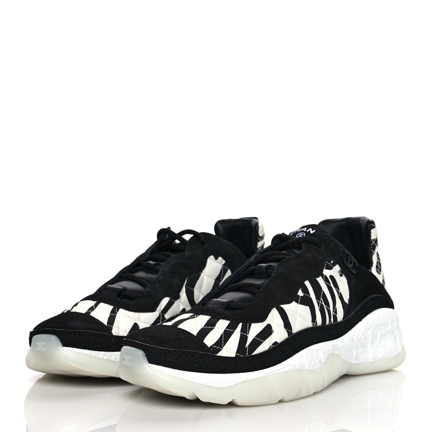Nylon Suede Calfskin Printed Sneakers 41 White Black