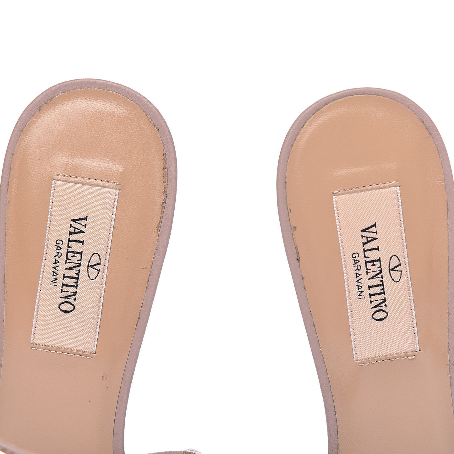 Pebbled Calfskin Rockstud Cross Strap 50mm Mules 36.5 Poudre