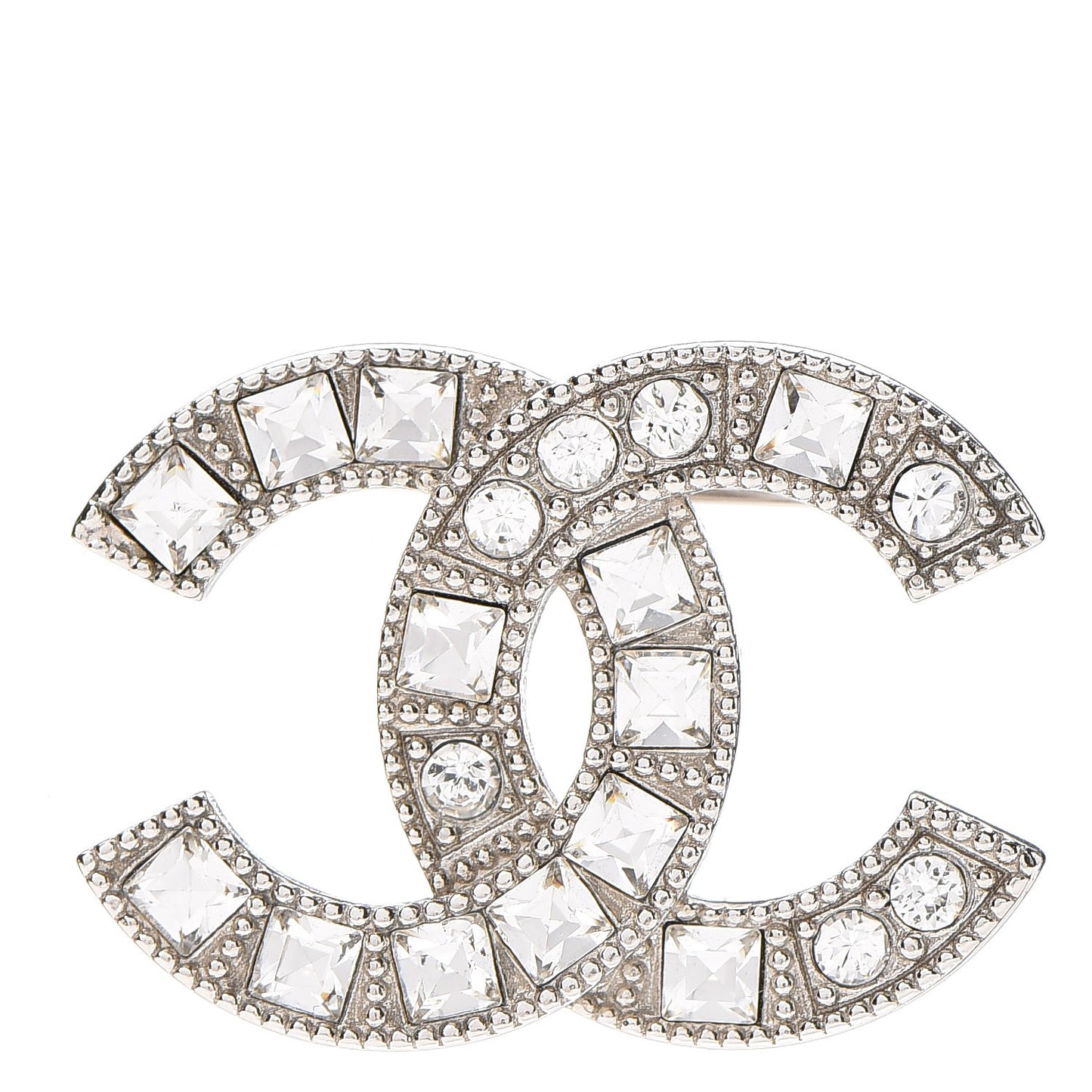 Baguette Crystal CC Brooch Silver