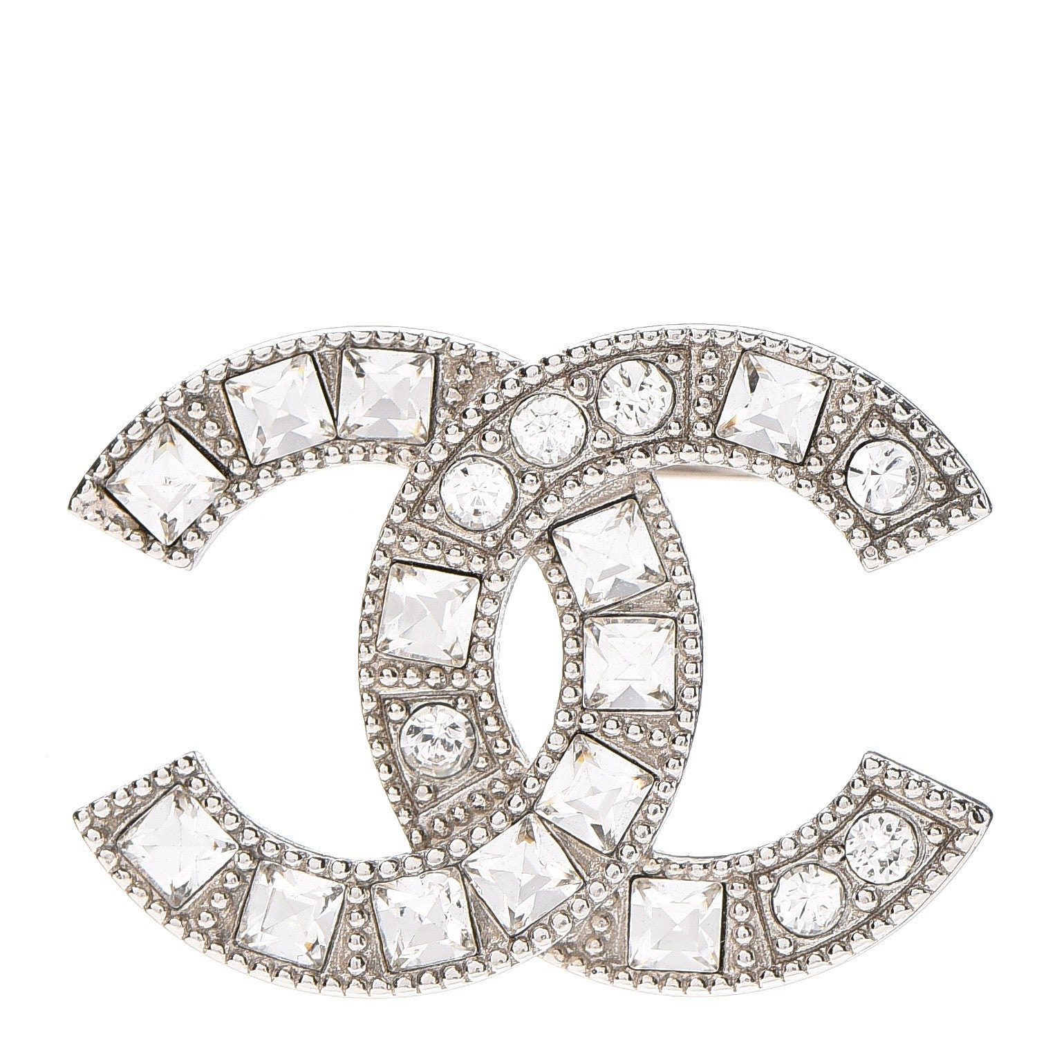 Chanel Baguette Crystal CC Brooch Silver 1 of 4