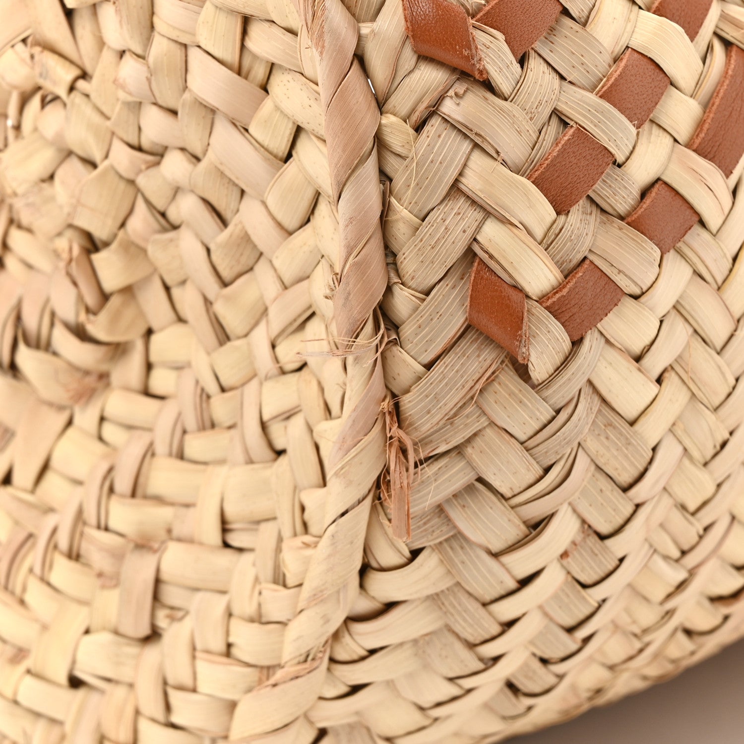 Loewe Raffia Calfskin Woven Basket Tote Bag Natural Tan 11 of 14