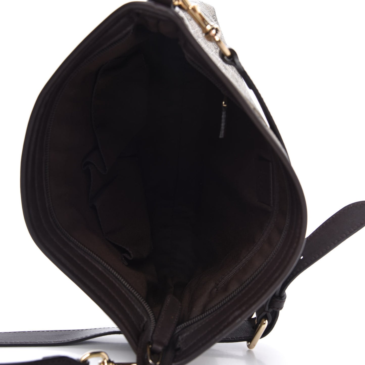 GG Supreme Monogram Web Flat Messenger Bag Dark Brown