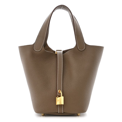 Hermes Taurillon Clemence Picotin Lock 18 PM Etoupe 1 of 11