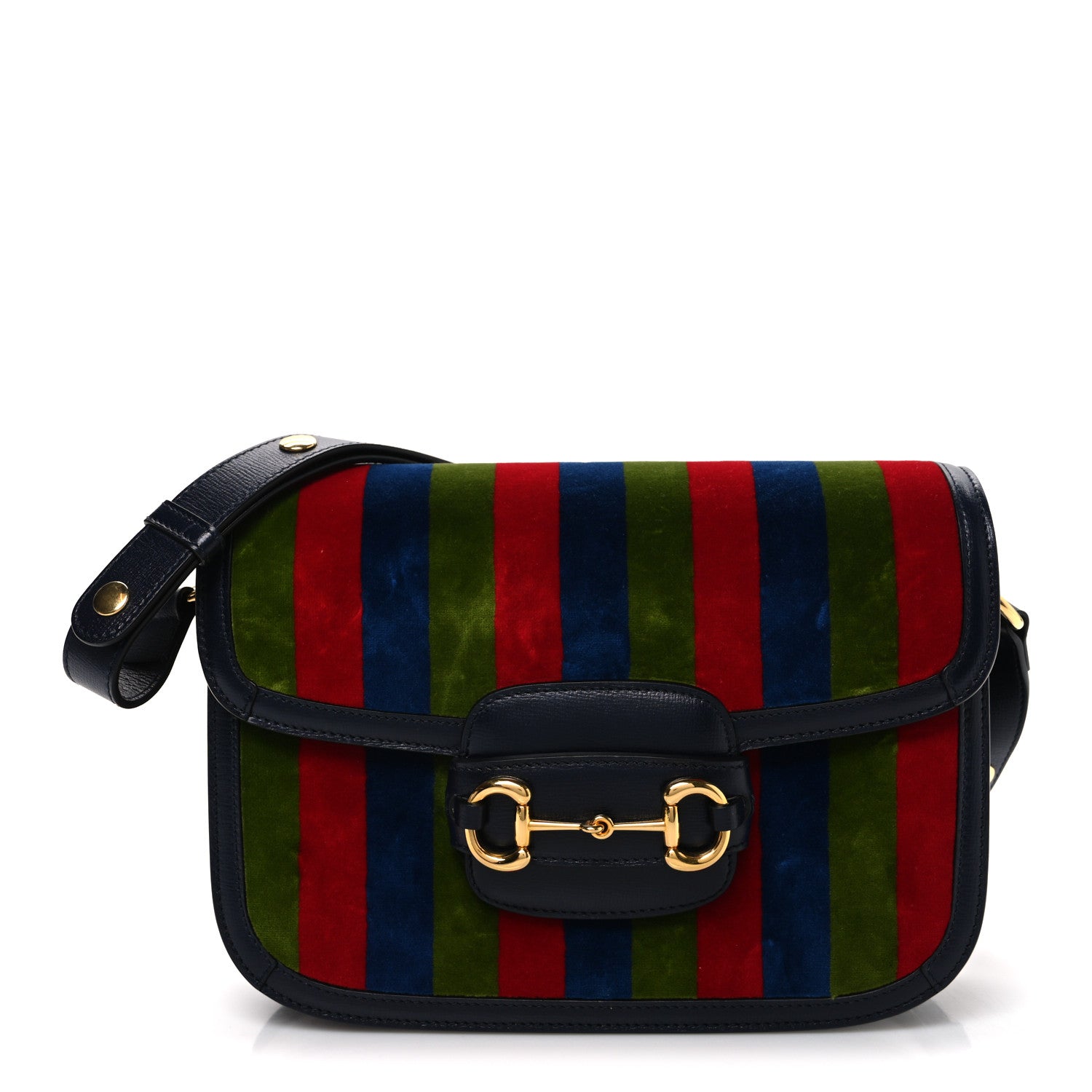 Gucci Velvet Azalea Calfskin Baiadera Stripe Horsebit 1955 Shoulder Bag Multicolor 1 of 11