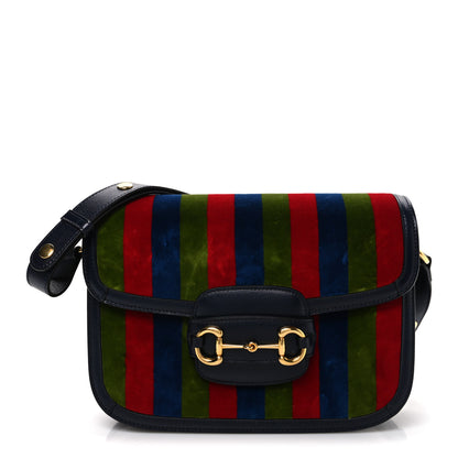 Gucci Velvet Azalea Calfskin Baiadera Stripe Horsebit 1955 Shoulder Bag Multicolor 1 of 11