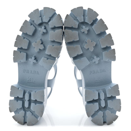 Prada Foam Rubber Metal Triangle Logo Monolith 55mm Cage Sandals 39 Cielo 6 of 10