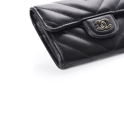 Chanel Lambskin Chevron Quilted Flap Card Holder Black 9 of 12