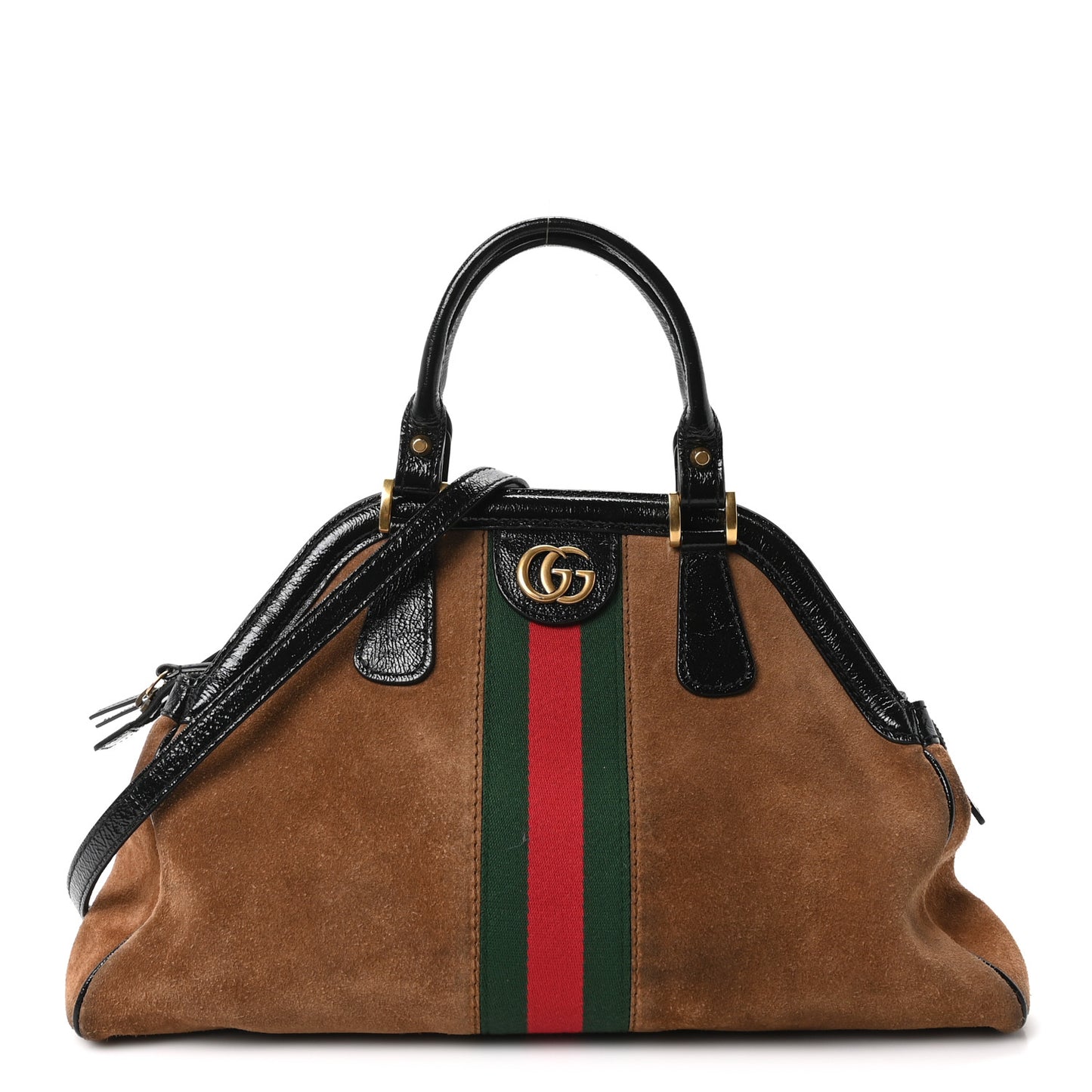 Suede Ophidia Medium Re(Belle) Top Handle Bag Nocciola Black