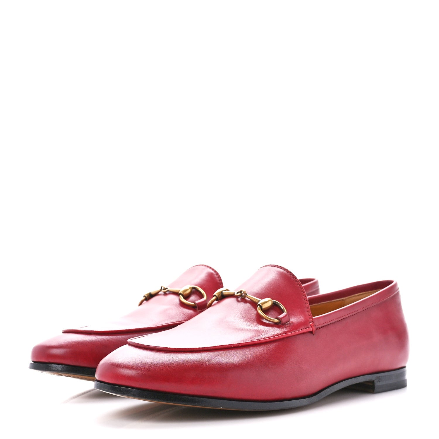 Gucci Calfskin Womens Jordaan Loafers 38.5 Hibiscus Red 3 of 9