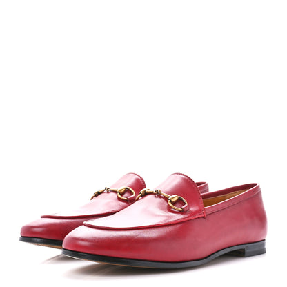 Gucci Calfskin Womens Jordaan Loafers 38.5 Hibiscus Red 3 of 9