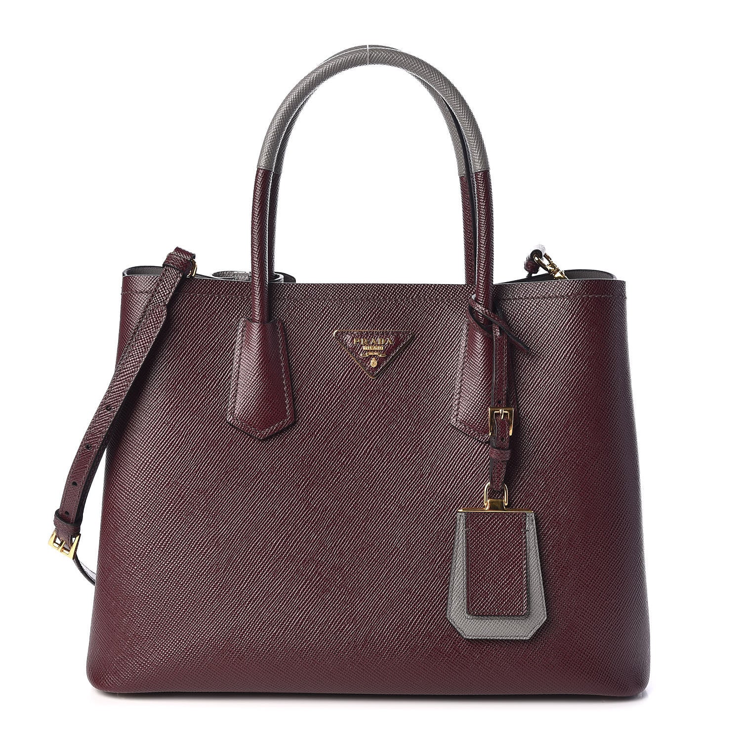 Prada Saffiano Cuir Medium Double Bag Granato Marmo 1 of 8