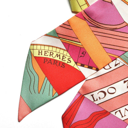 Hermes Silk Astrologie Twilly Rose Corail Vert Fluo 3 of 4