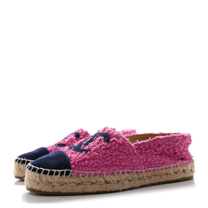 Chanel Tweed CC Espadrilles 37 Dark Pink Navy 3 of 12