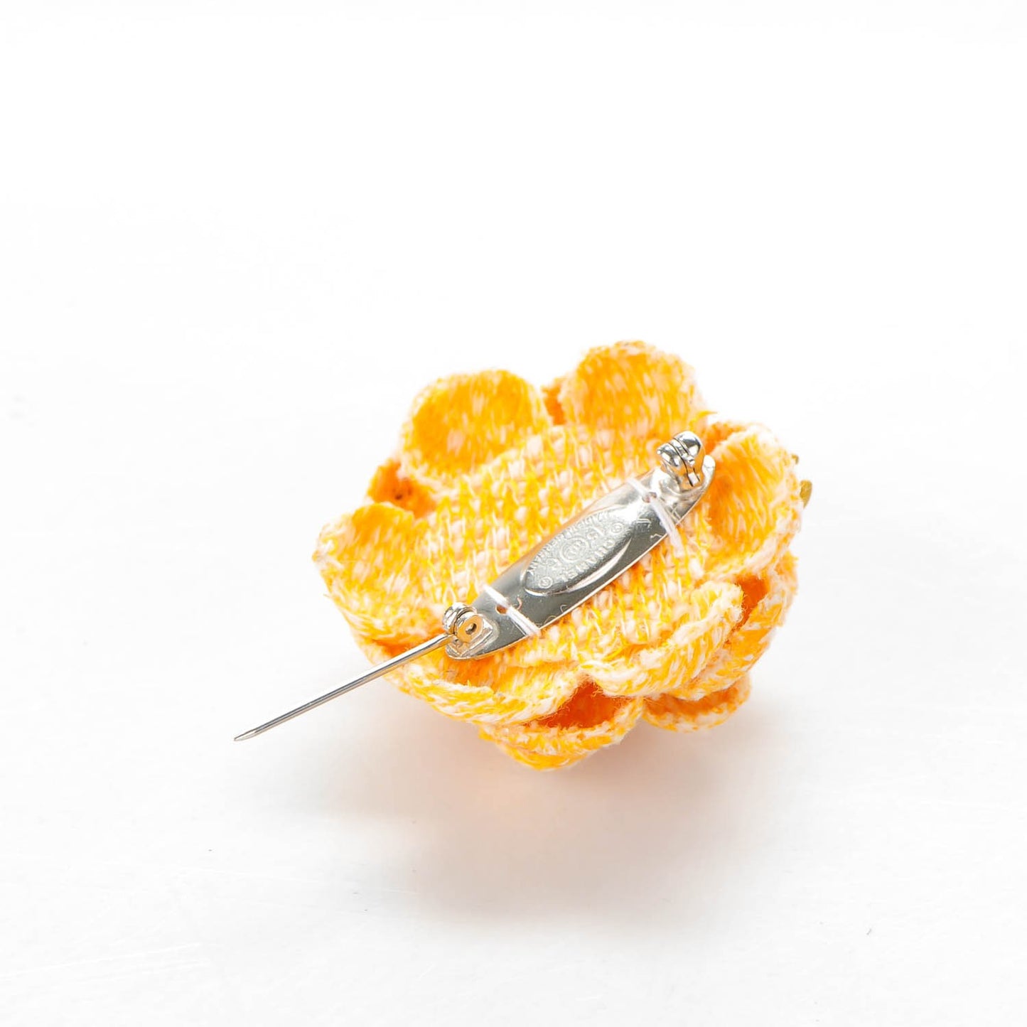 Tweed Camellia CC Brooch Lapel Pin Yellow