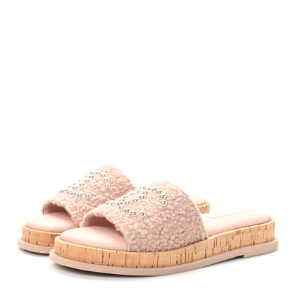 Chanel Fabric Pearl Cork CC Slip On Sandals 39 Pink 4 of 11