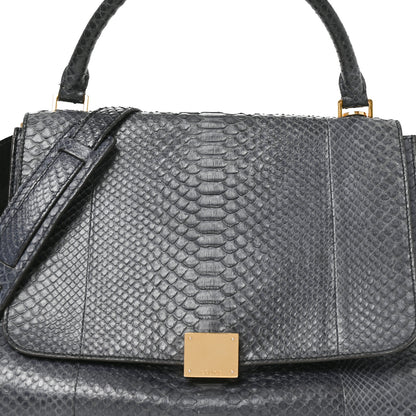 Celine Snakeskin Calfskin Medium Trapeze Blue Black 7 of 10