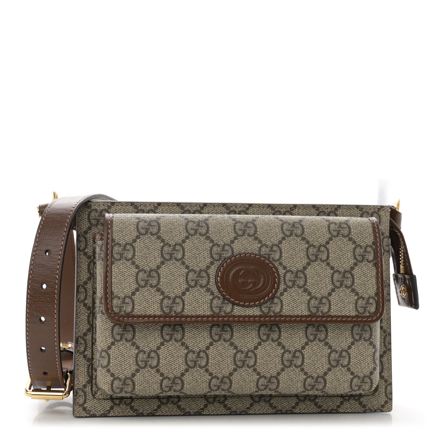 Gucci GG Supreme Monogram Canvas Interlocking G Belt Bag Beige Ebony 1 of 10