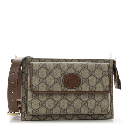 Gucci GG Supreme Monogram Canvas Interlocking G Belt Bag Beige Ebony 1 of 10