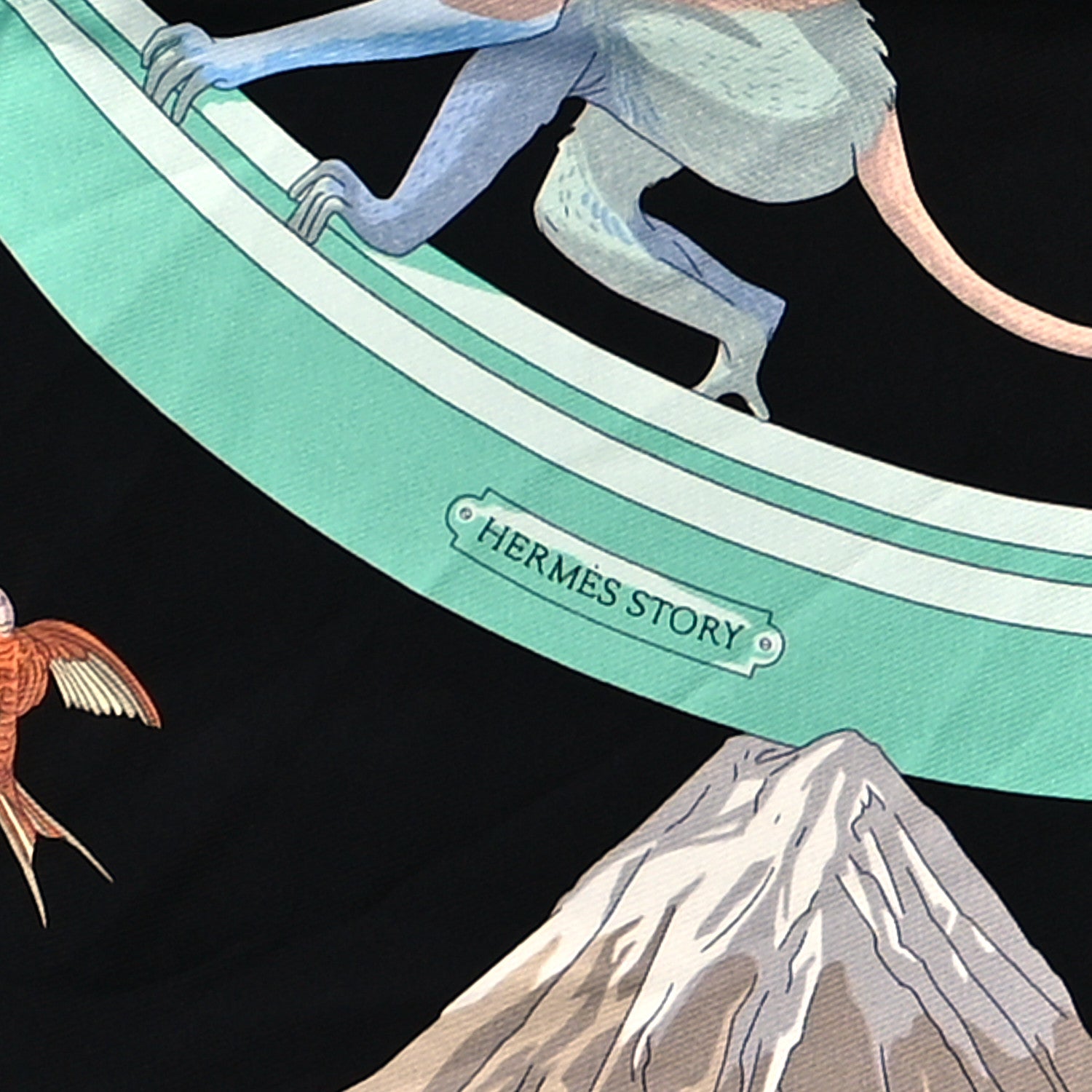 Hermes Silk Story Scarf 90 Marron Black Jaune Multicolor 4 of 4