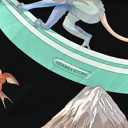 Hermes Silk Story Scarf 90 Marron Black Jaune Multicolor 4 of 4