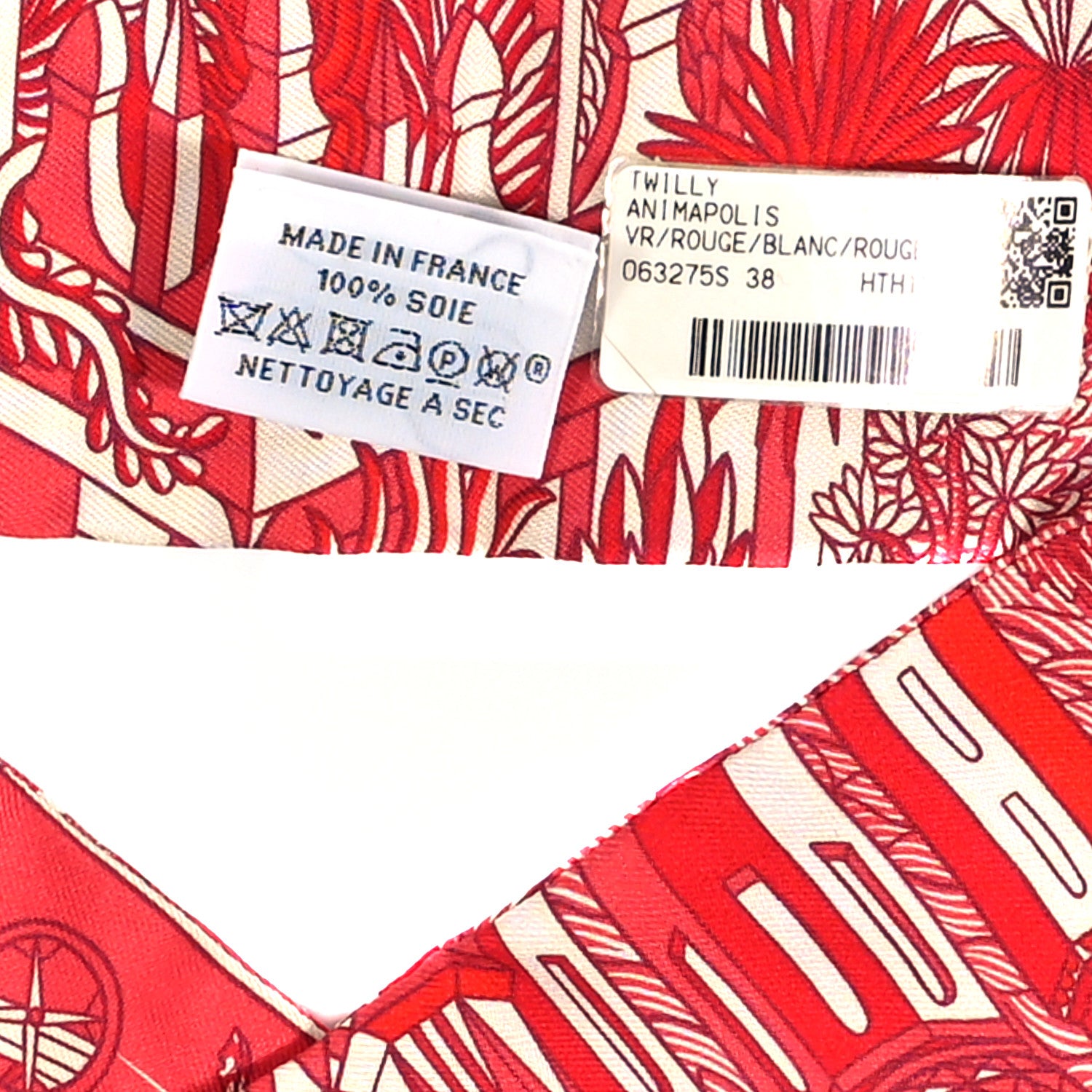 Hermes Silk Animapolis Twilly Rouge White 4 of 5