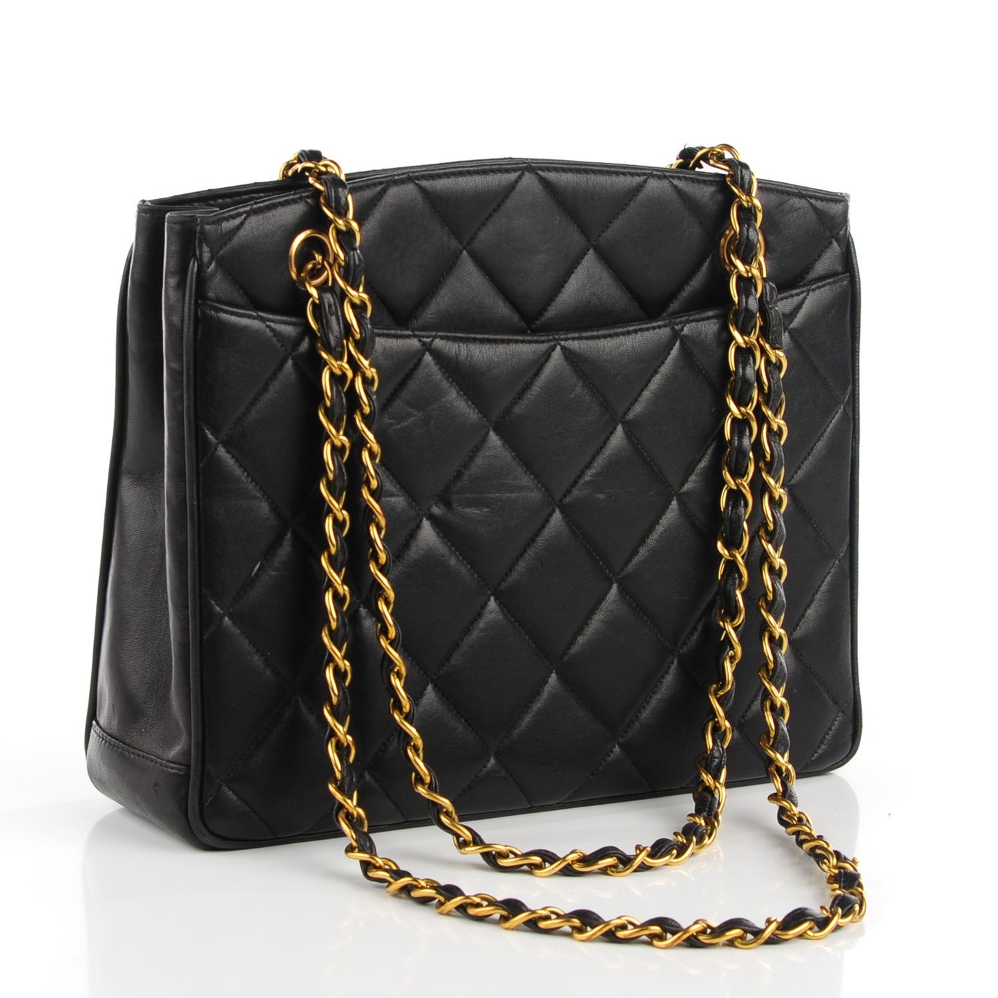 Lambskin Quilted Shoulder Bag Black