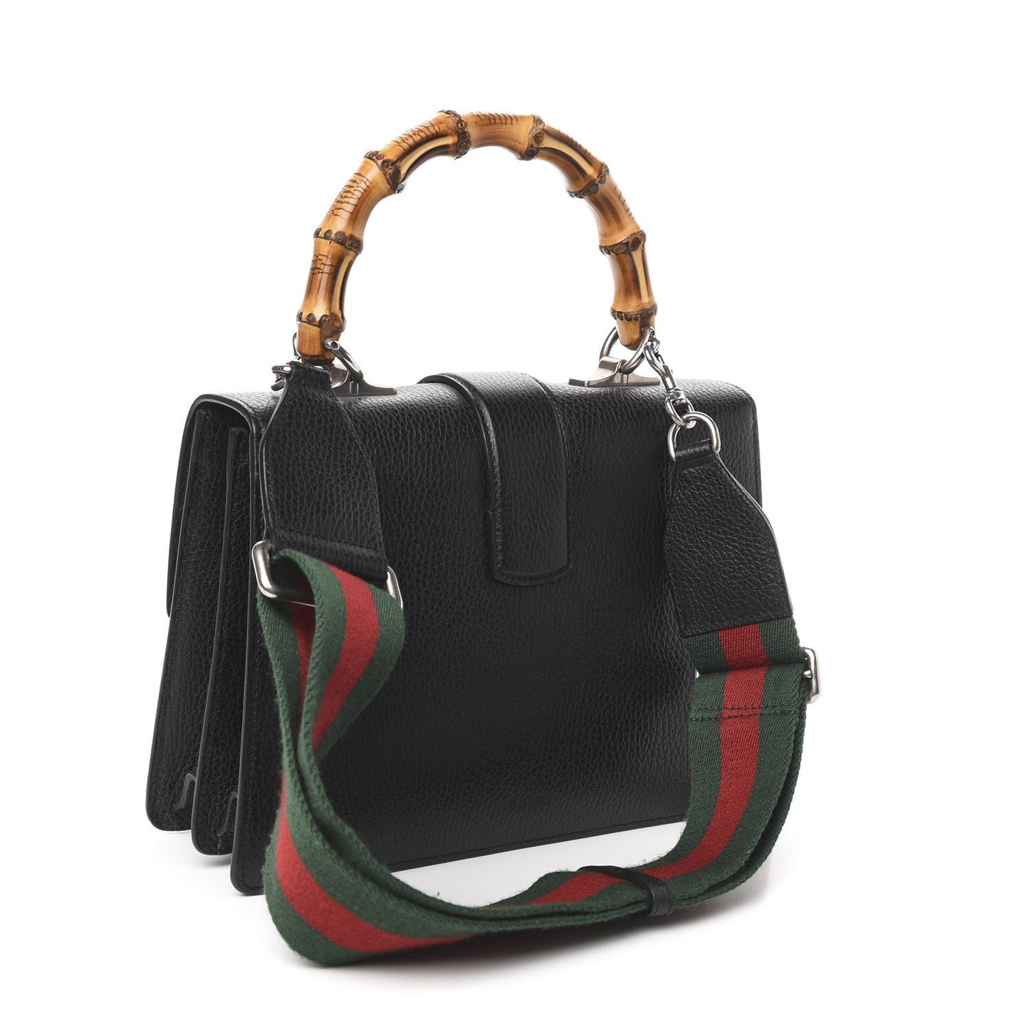 Dollar Calfskin Crystal Web Medium Dionysus Bamboo Top Handle Bag Black Black Diamond