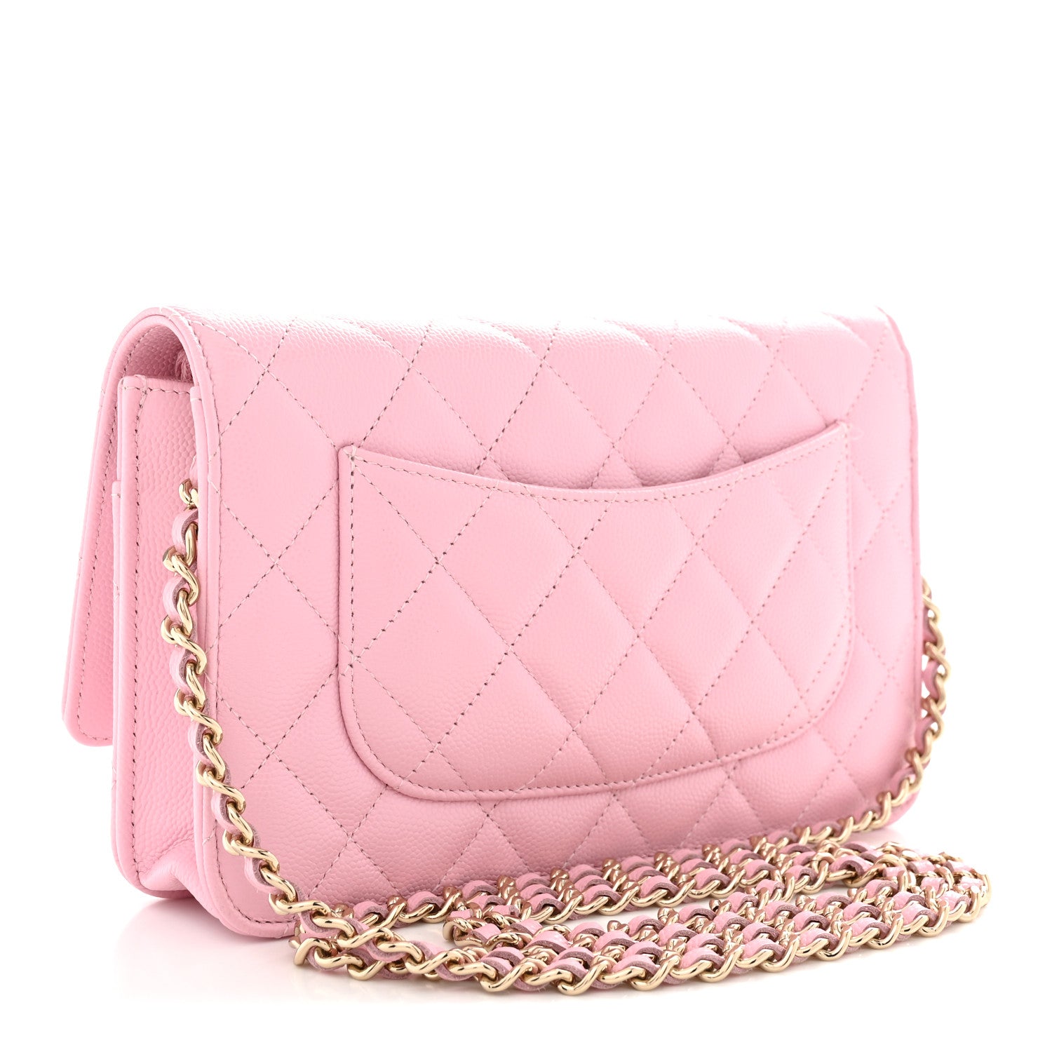 Chanel Caviar Quilted Textured CC Wallet on Chain WOC Light Pink 3 of 10