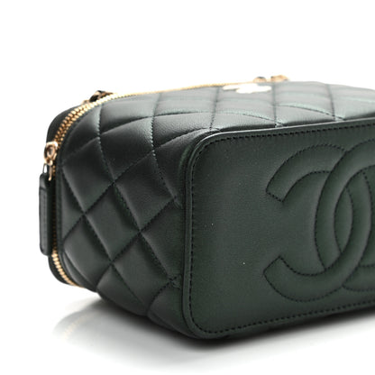 Chanel Iridescent Lambskin Quilted Small Top Handle Vanity Case With Chain Green 10 of 11