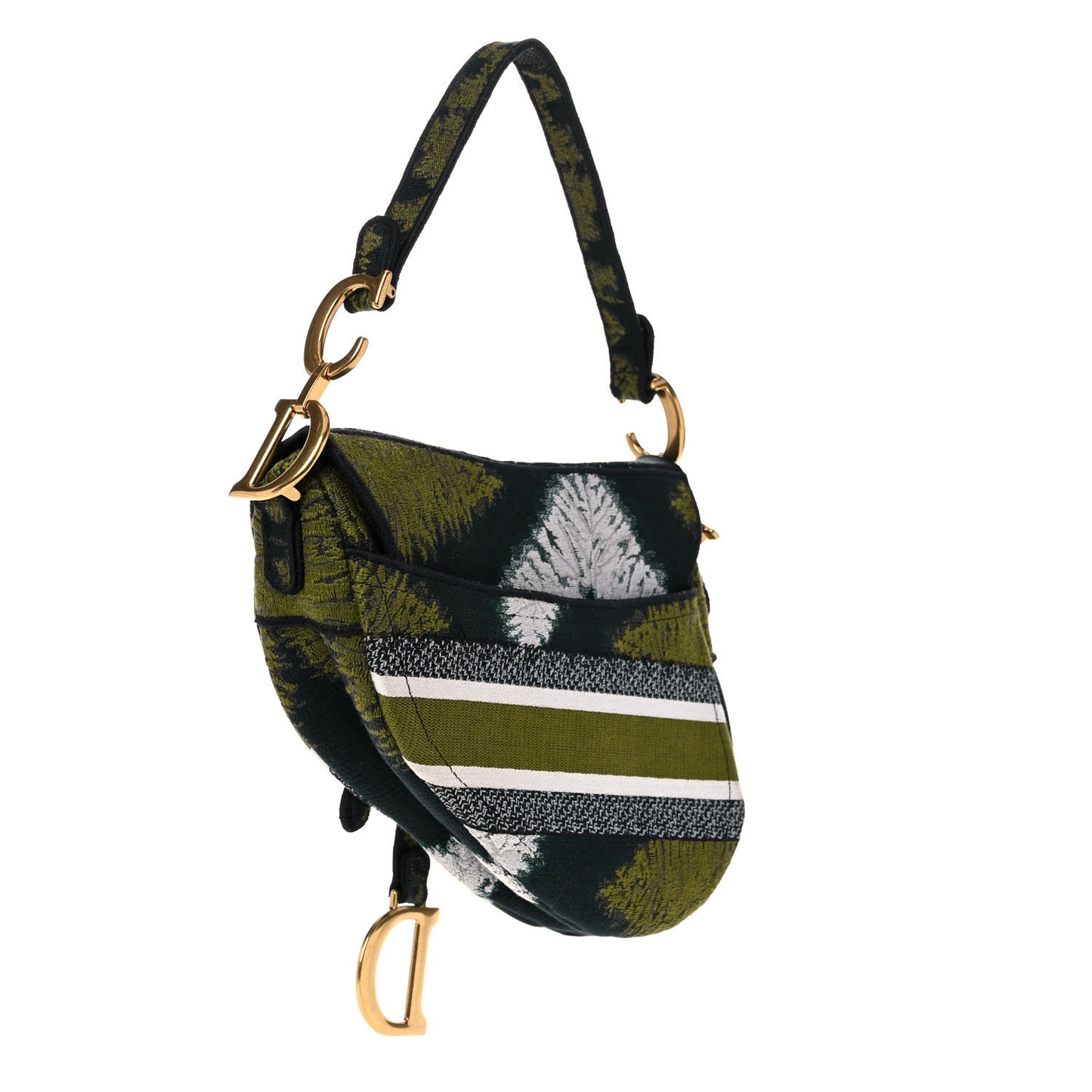 Canvas Embroidered Tie Dye Saddle Bag Green Multicolor