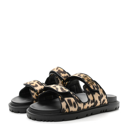 Christian Dior Technical Fabric Mizza Print DiorAct Sandals 40 Beige Multicolor 3 of 8