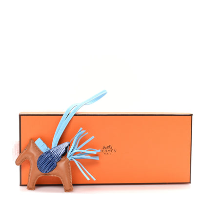 Hermes Milo Lambskin Lizard Touch Grigri Rodeo Pegase Horse Bag Charm PM Gold Bleu Celeste Bleu Saphir 5 of 5