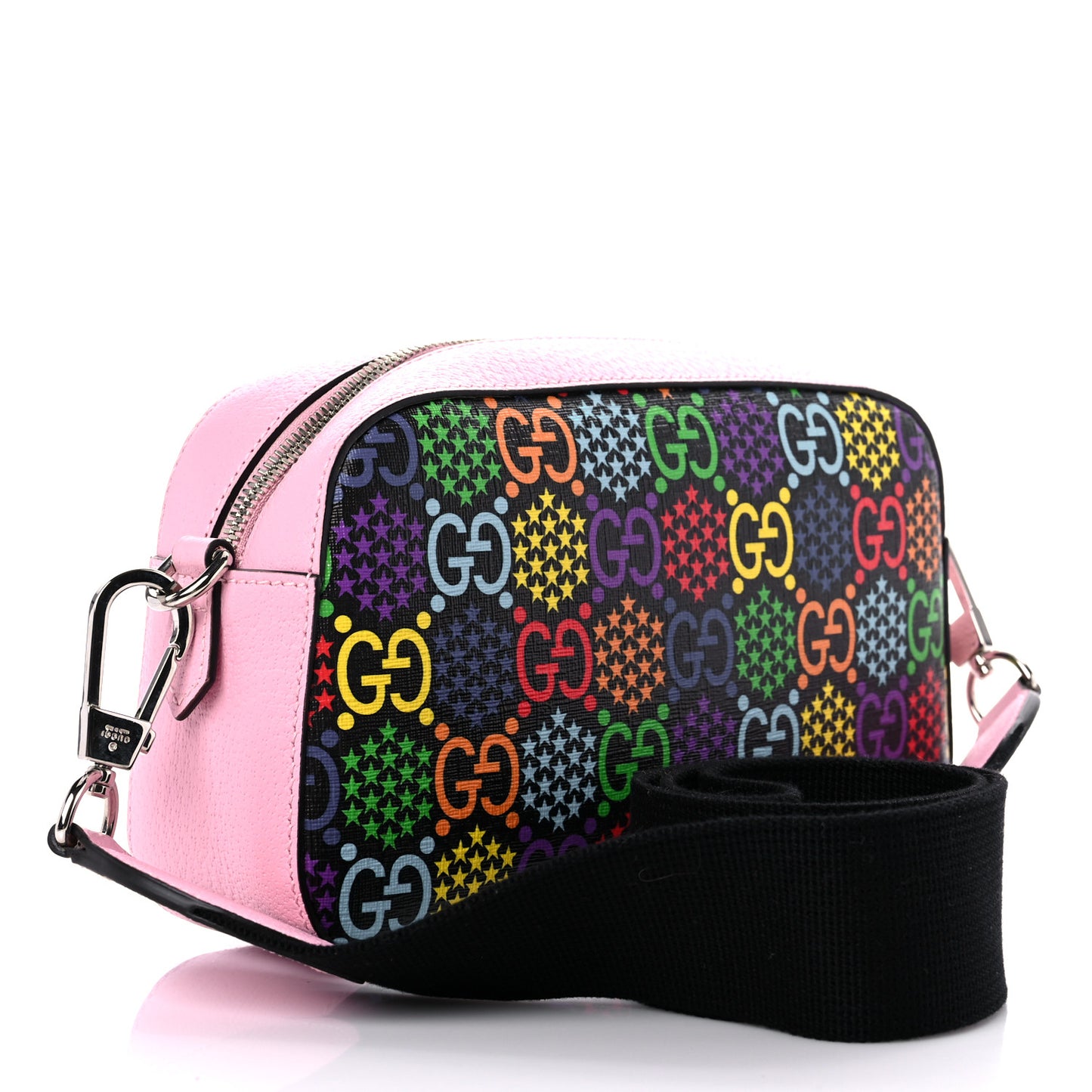 GG Supreme Monogram Psychedelic Shoulder Bag Black Multicolor Sugar Pink
