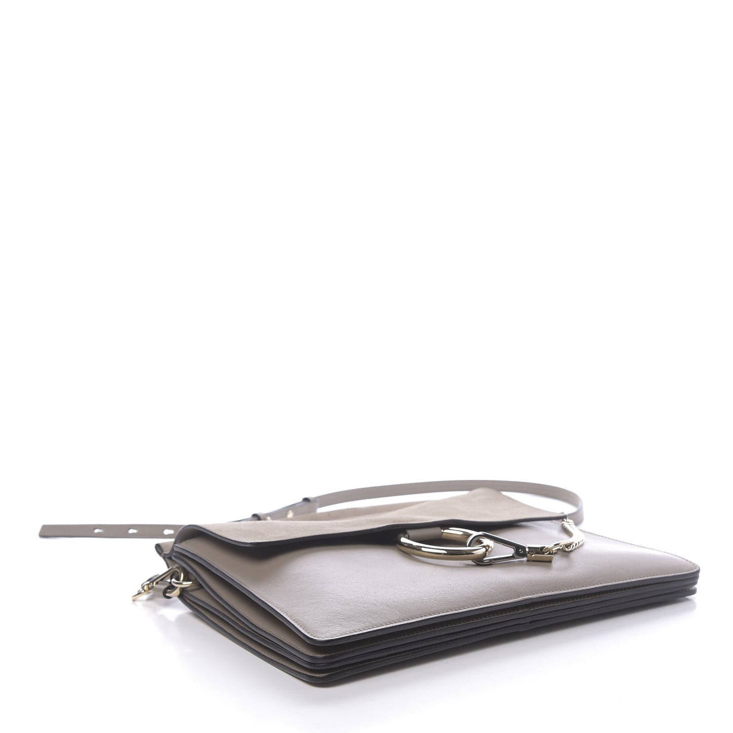 Calfskin Suede Medium Faye Shoulder Bag Motty Grey