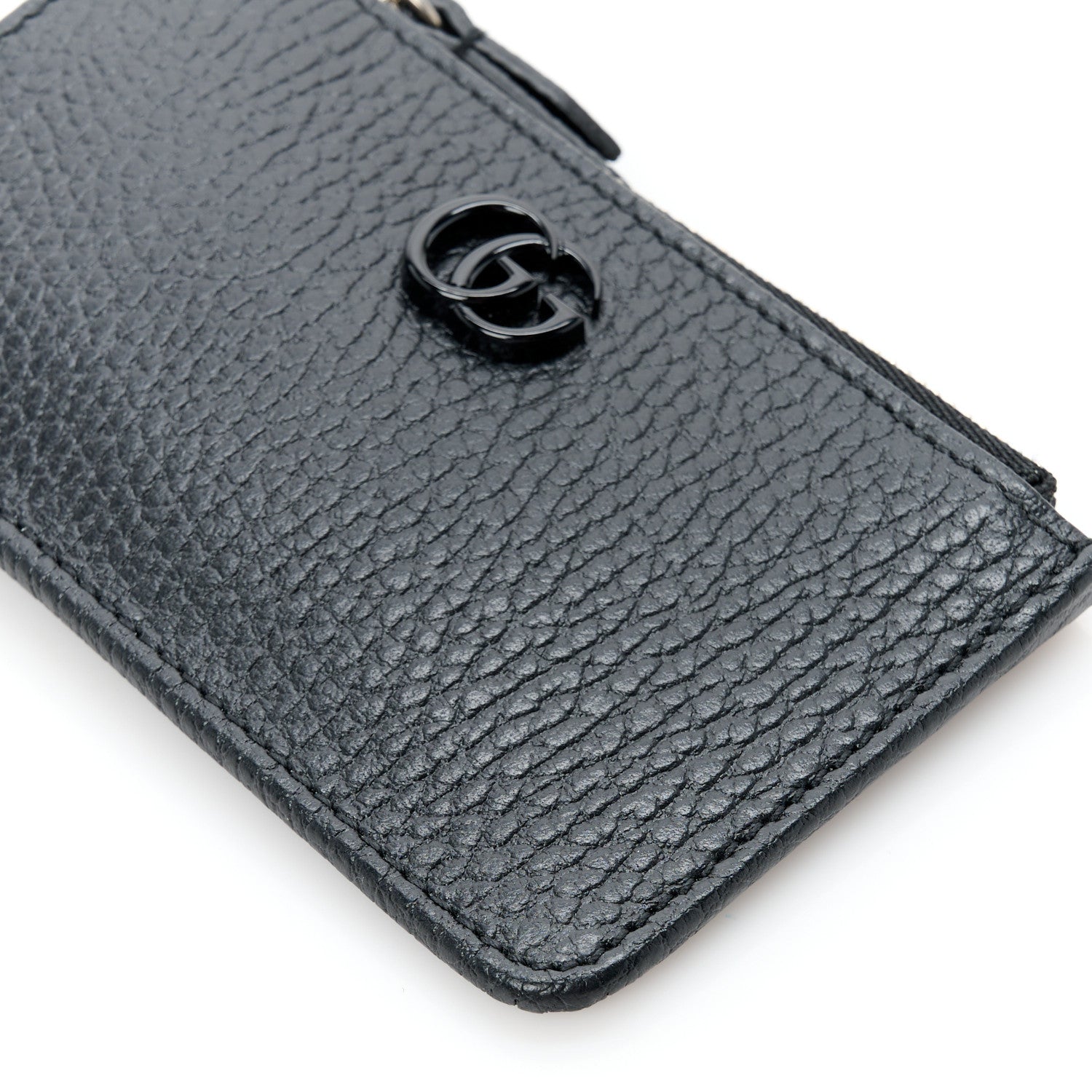 Gucci Dollar Calfskin Enamel Monochrome GG Marmont Key Case Card Holder Black 9 of 10