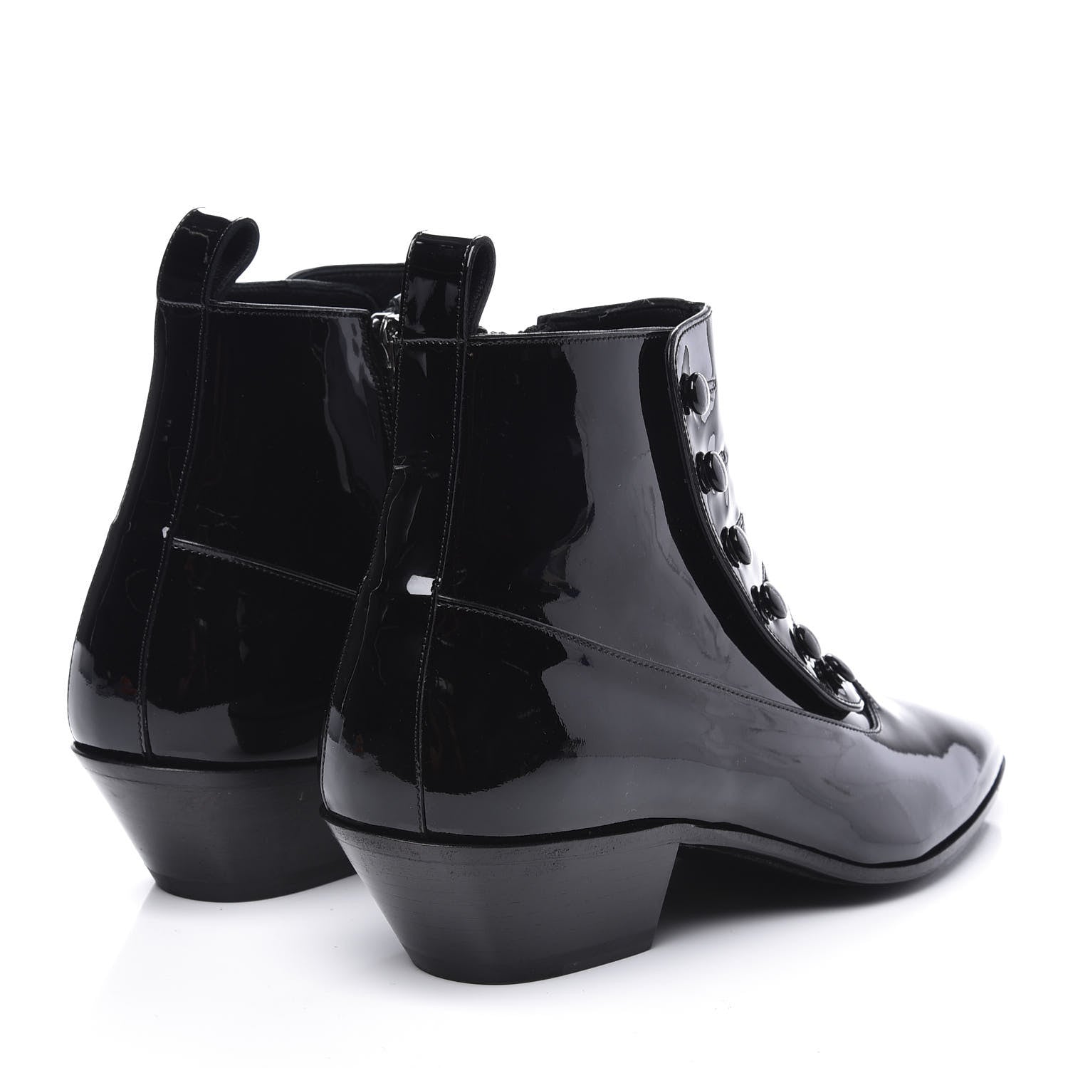 Saint Laurent Vernice Belle Button Ankle Boots 37 Black 4 of 11
