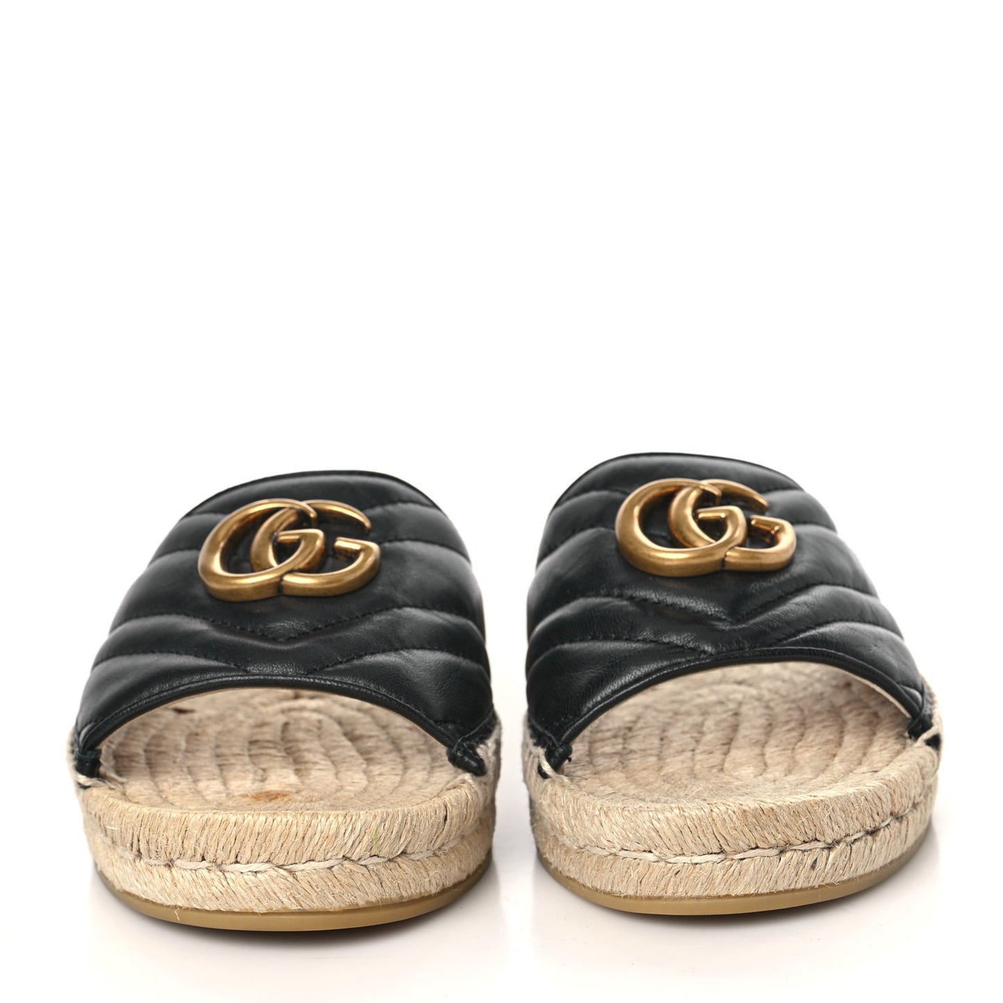 Nappa Matelasse GG Marmont Espadrille Slide Sandals 36.5 Black