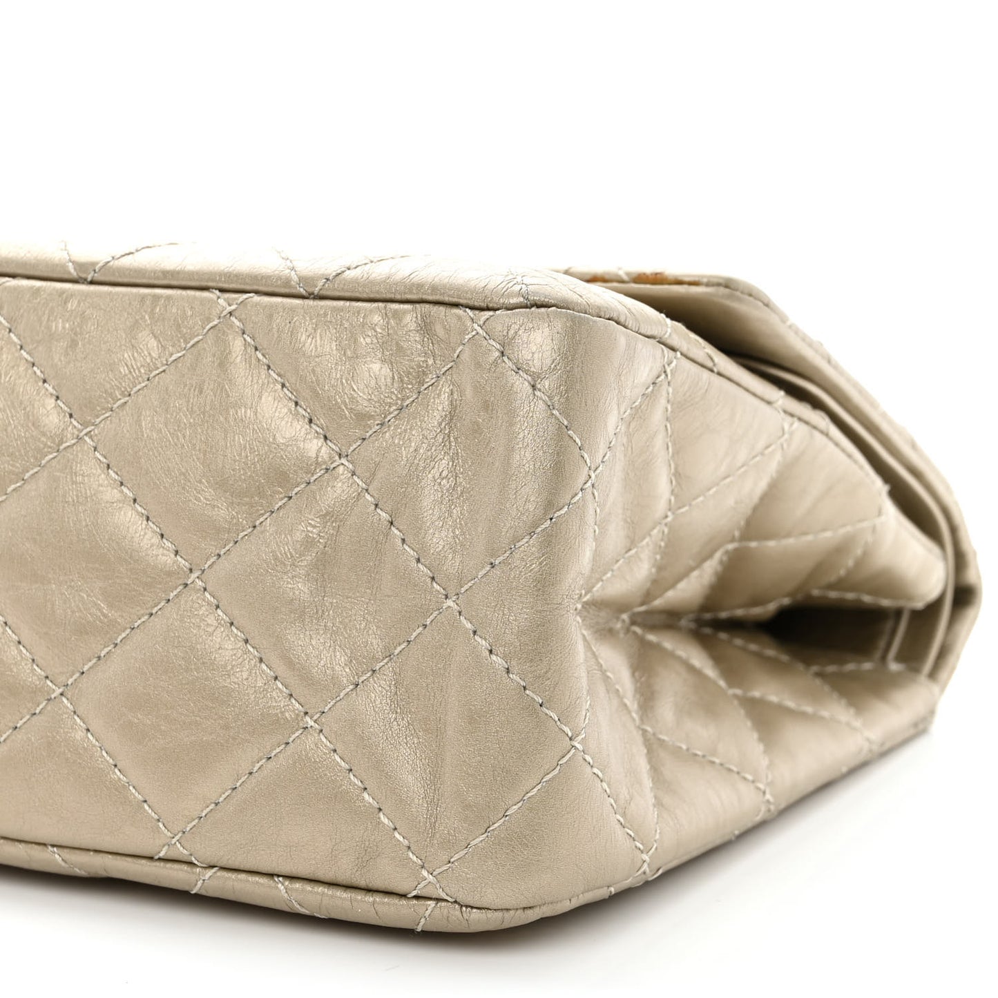 Metallic Aged Calfskin Quilted 2.55 Reissue 227 Flap Pale Gold