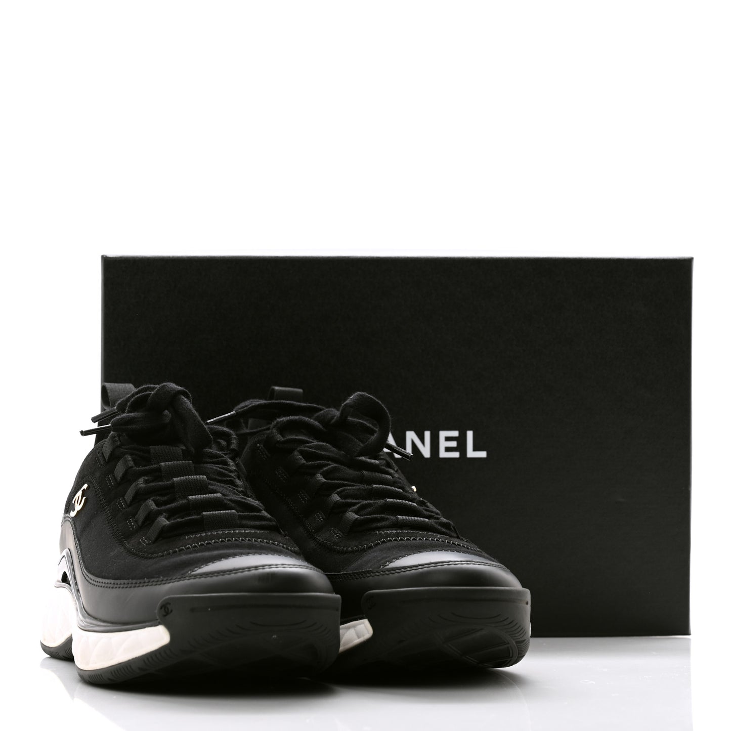 Velvet Calfskin Mixed Fibers CC Sneakers 40 Black