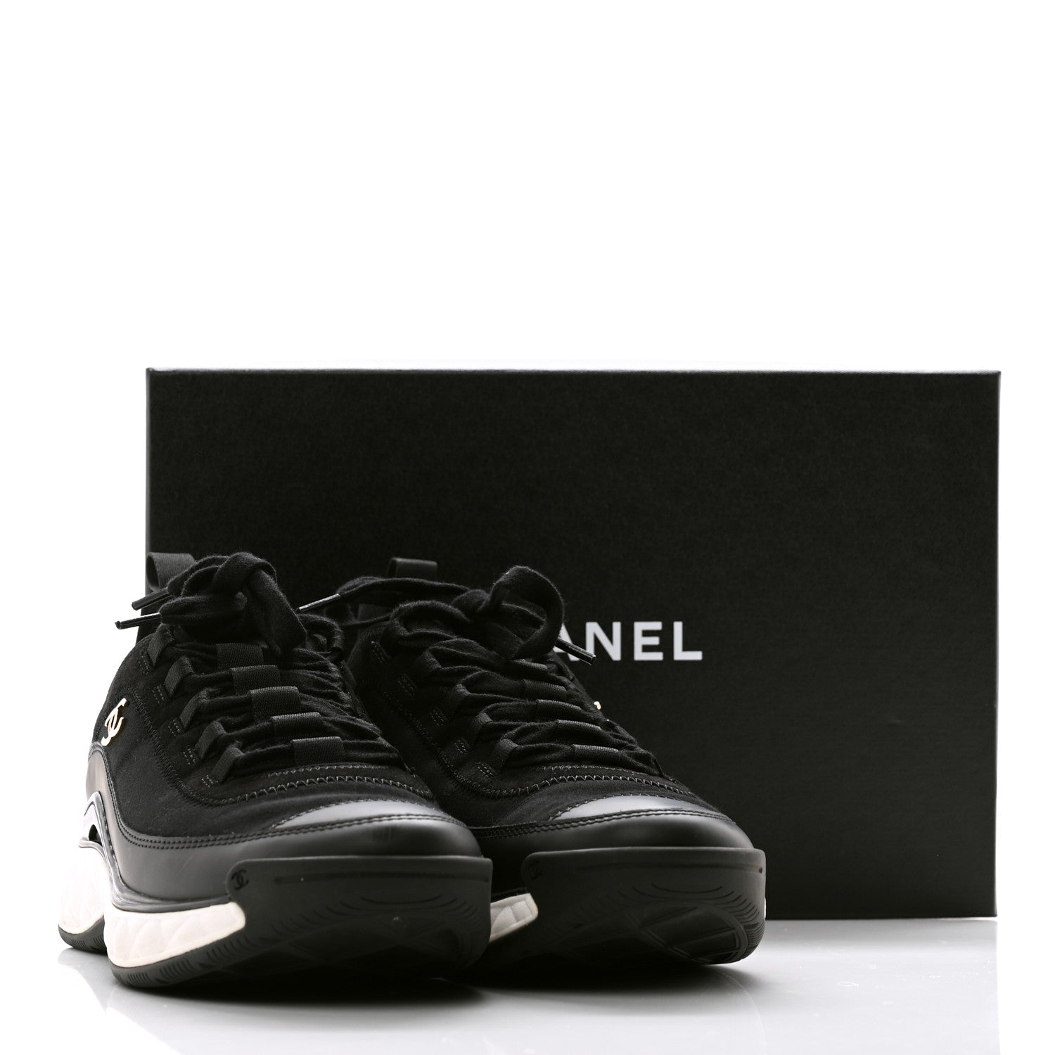 Chanel Velvet Calfskin Mixed Fibers CC Sneakers 40 Black 9 of 9