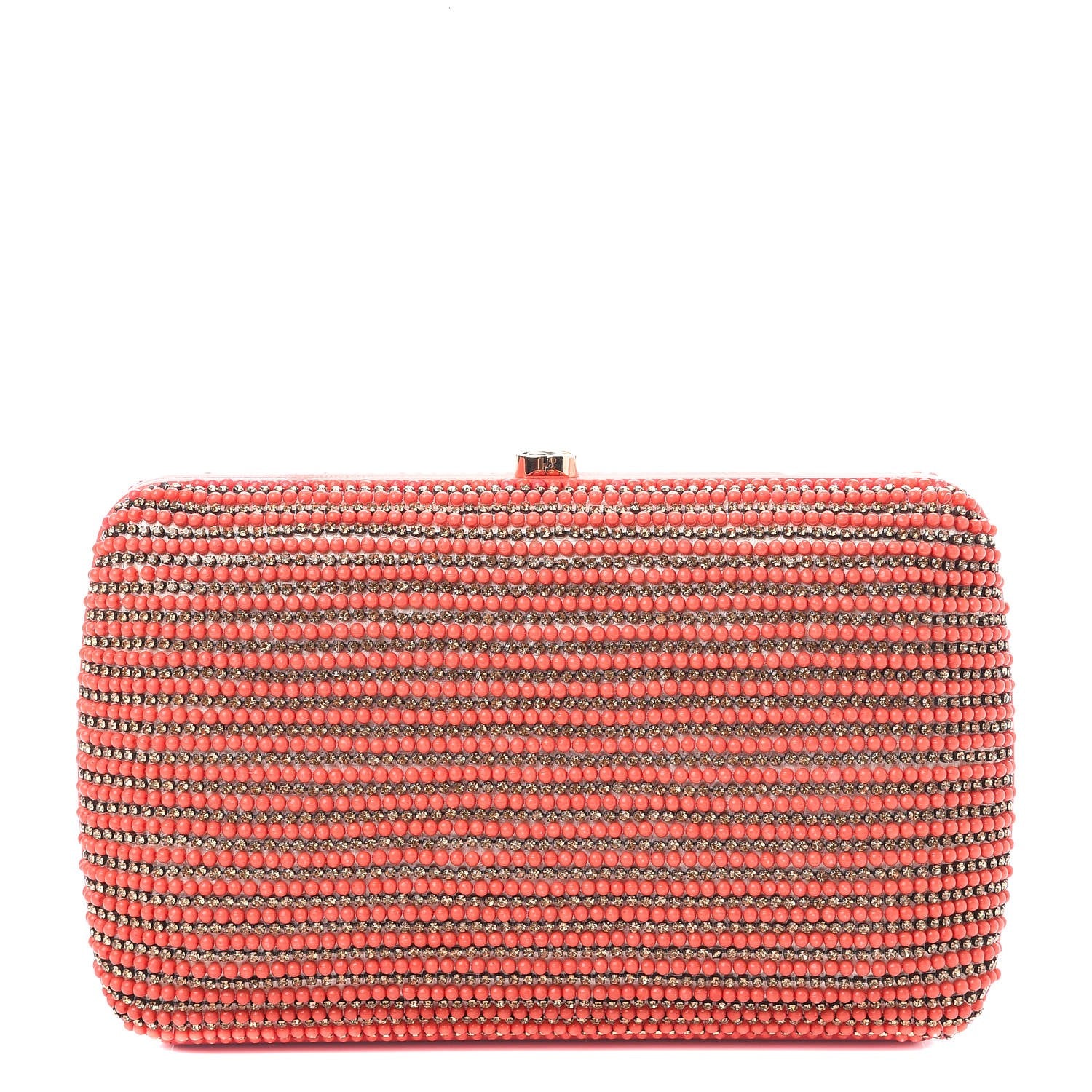 Gucci Lambskin Crystal Beaded Broadway Box Clutch Coral 1 of 11