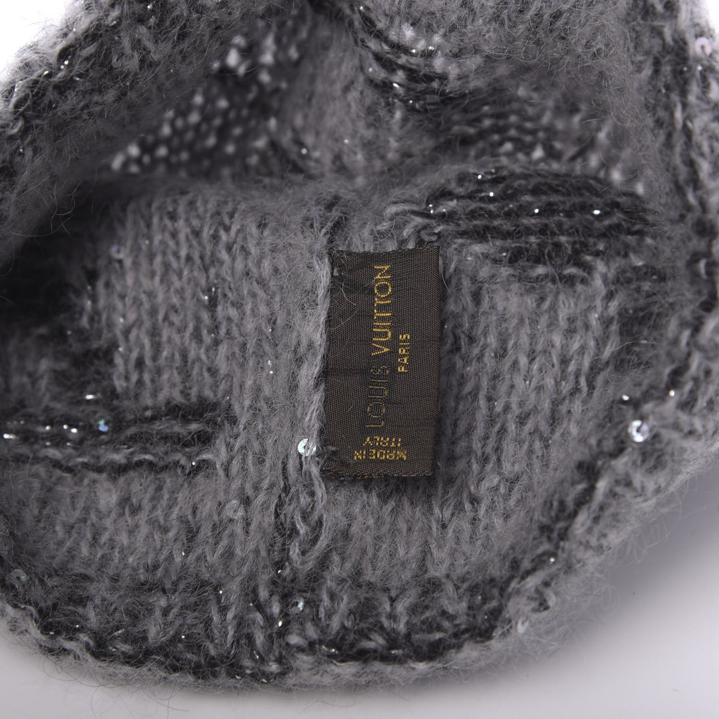 Monogram Glitter Sunset Beanie Hat Grey