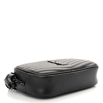 Saint Laurent Grain De Poudre Matelasse Monochrome Monogram Mini Lou Camera Bag Black 4 of 10