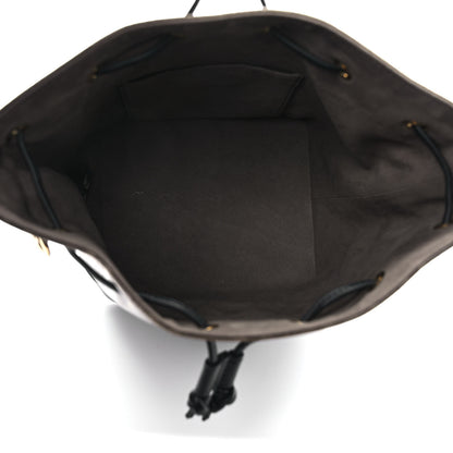 Fendi Glazed Fabric Vitello Grace F is Fendi FF 1974 Stamp Patch Grande Mon Tresor Bucket Bag Mogano Panna Black 5 of 9