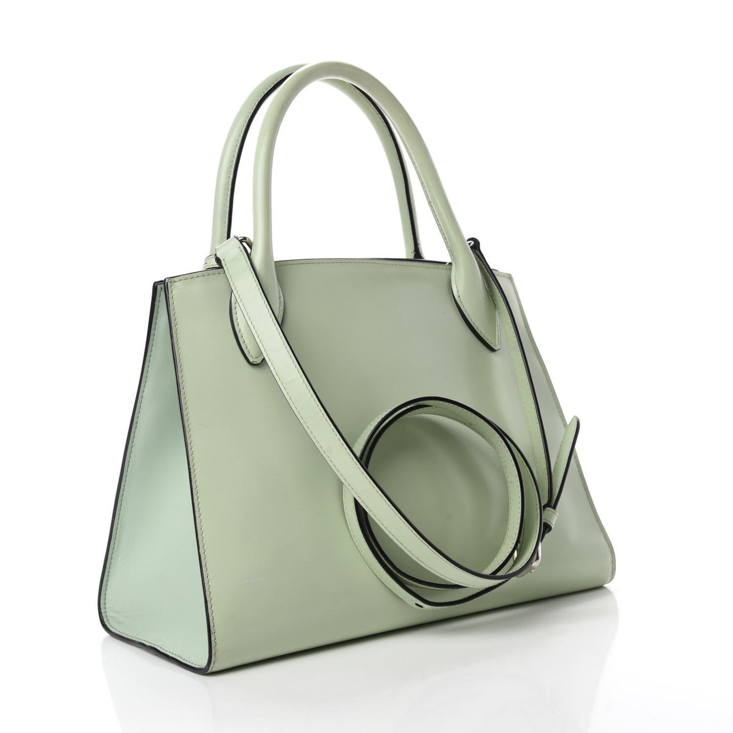 Spazzolato Small Monochrome Top Handle Tote Acquamarina